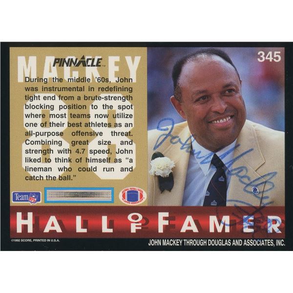 Baltimore Colts John Mackey signed Pinnacle   Hall of Fame Card