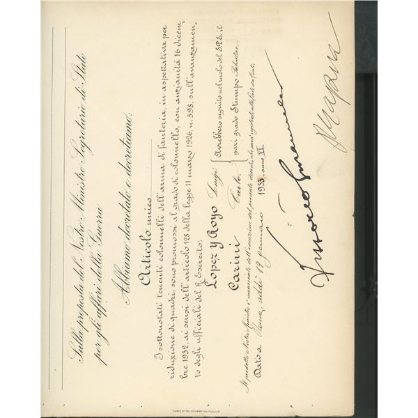 King Victor Emmanuel III signed official decree