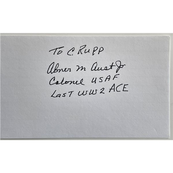 WW2 flying ace Abner M. Aust Jr. signed note