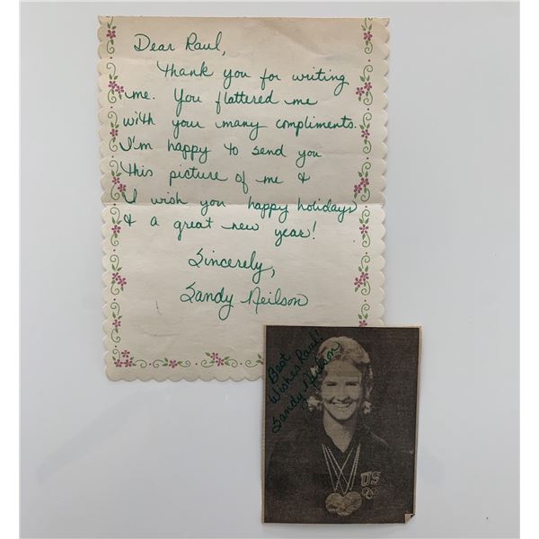 Olympian Sandy Neilson handwritten and signed letter and signed photo