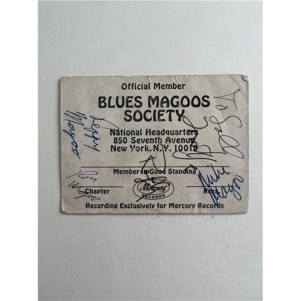 Blues Magoos signed fan club card