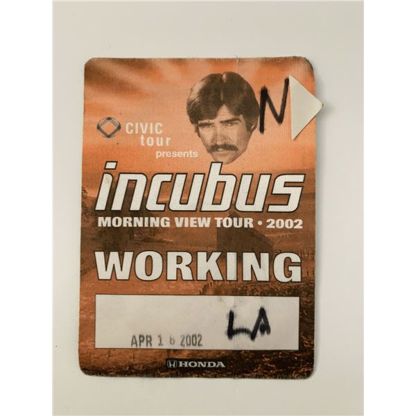 Incubus 2002 Morning View Tour Backstage Working Pass