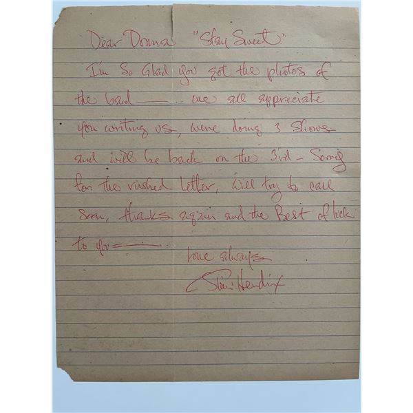 Jimi Hendrix handwritten signed letter