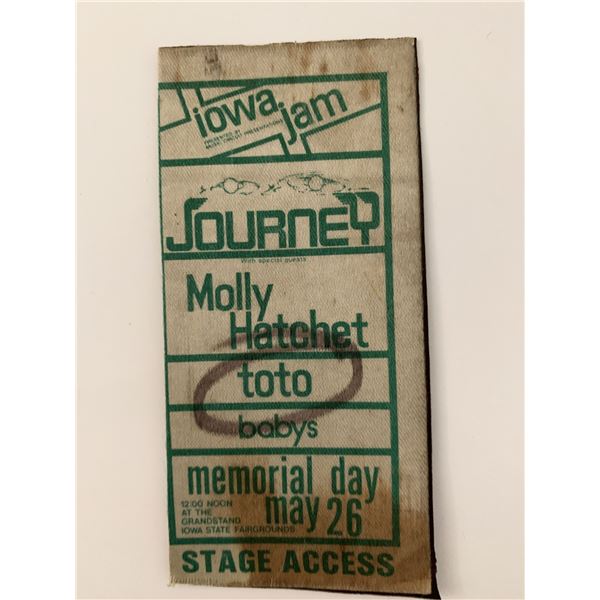Journey Molly Hatchet Toto Babys Iowa Jam Backstage Pass