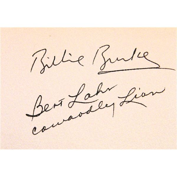 The Wizard of Oz Billie Burke & Bert Lahr signature slip