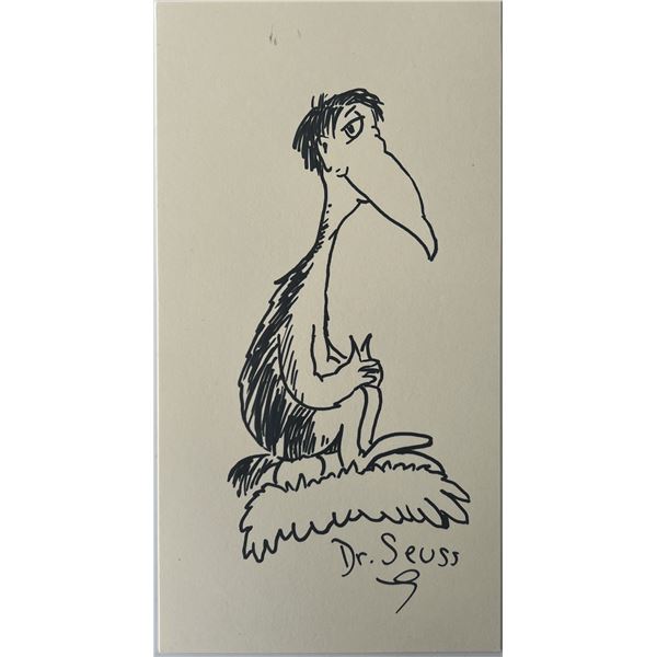 Dr. Seuss hand drawn and signed sketch