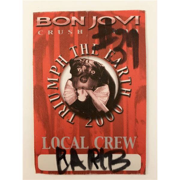 Bon Jovi Crush Triumph the Earth 2000 Local Crew Backstage Pass