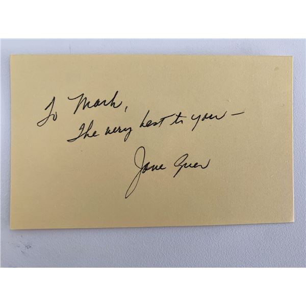 Actress Jane Greer original signature