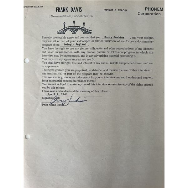 The Animals signed Frank Davis contract