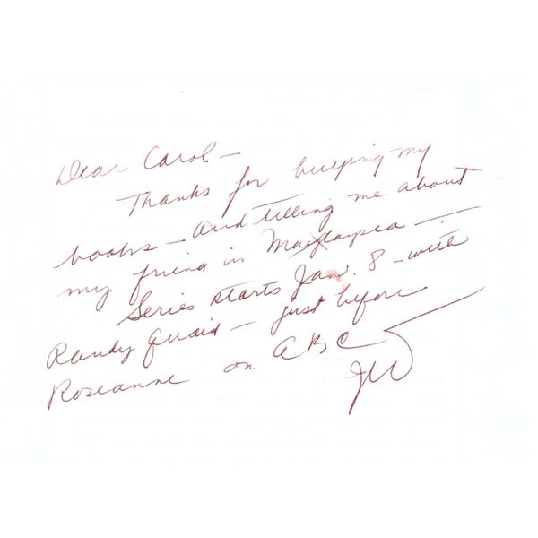 Jonathan Winters signed personal letter