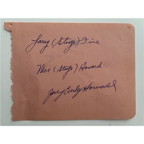 The Three Stooges Original signature cut- RARE. GFA Authenticated