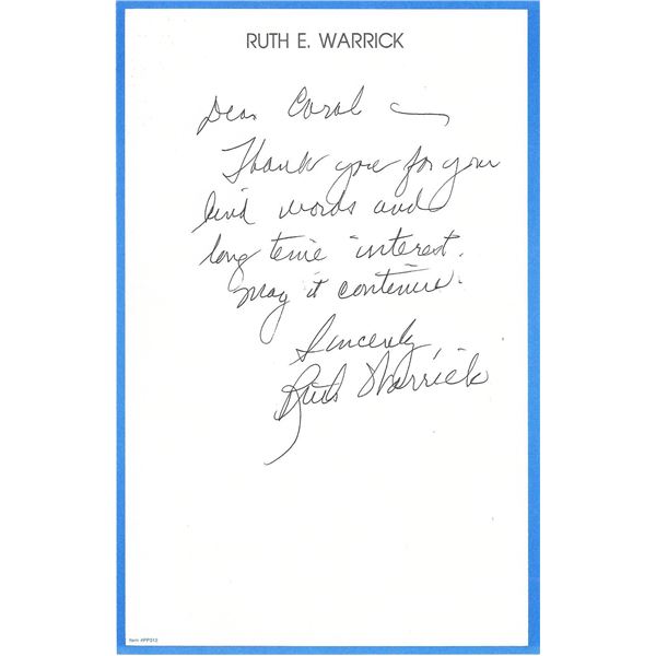 Ruth Warrick signed letter