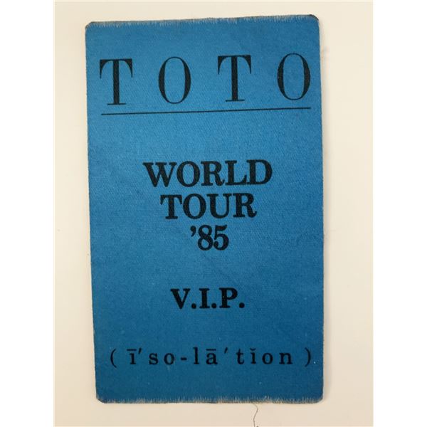 Toto 1987 World Tour Isolation Backstage Pass