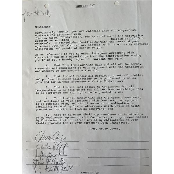 The Yardbirds signed contract