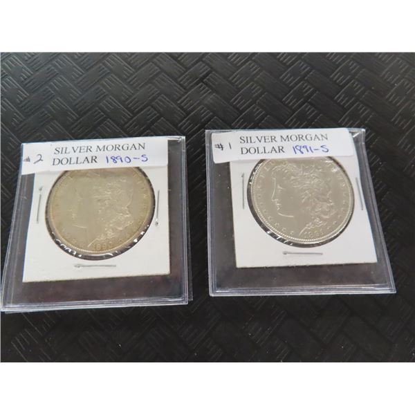 2-1890-S/1891-S Silver Morgan Dollar - 2 X $