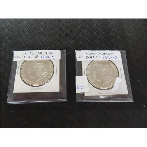 2- 1887-S/1897-S  Silvver Morgan Dollars - 2 X $