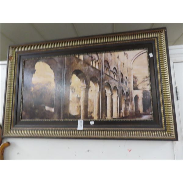 Framed Oil On Board Greek Ruins Wall Art - 30  X  40