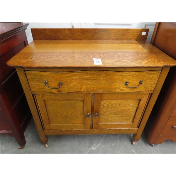 Tiger Oak Small Rolling Cabinet