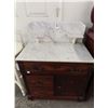 Image 1 : Mahogany Burl Small Cabinet w/Marble Top