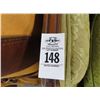 Image 2 : Mahogany Green Floral Padded Loveseat Pair - (One Needs Leg Repaired)