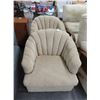 Image 1 : Tan Cloth Swivel Chairs - Pair