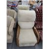 Image 1 : Tan Cloth Rattan Trim Rocking Recliners - Pair