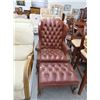 Image 1 : Brown Leathr Button Tufted Queen Anne Chair w/Ottoman