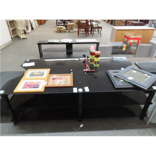 2-Black Glass Large TV Console - 2 X $