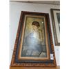 Image 1 : Framed Oil On Canvas Boy w/Pheasant - Signed Faguet - 24  X  30