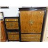 Image 1 : Burl Black Trim Oriental Wardrobe w/2 Nightstands
