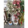Image 1 : 2-Silk Floral Tree In Porcelain Vase - 2 X $