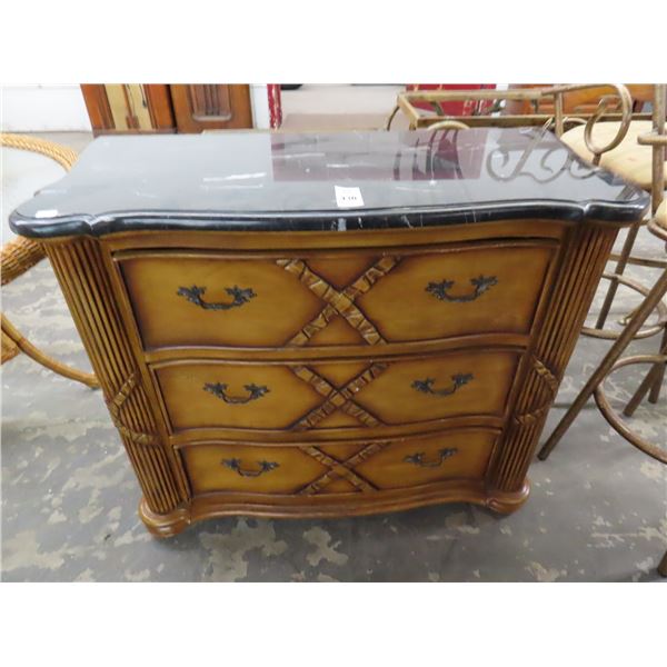 Ornate 3 Drawer Marble Top Chest