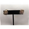 Image 1 : 14K YG Diamond Earrings w/60 Round Brilliant Cut Diamonds & 56 Baguette Cut