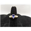 Image 1 : 14K YG Tanzanite and Diamond Ring w/One Pear Cut Tanzanite and 8 Square Cut