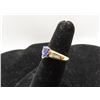 Image 2 : 14K YG Tanzanite and Diamond Ring w/One Pear Cut Tanzanite and 8 Square Cut