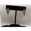 Image 1 : 14K YG Emerald and Diamond Earrings w/18 Round Cut Emeralds and 18 Round Cut