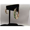 Image 2 : 14K YG Emerald and Diamond Earrings w/18 Round Cut Emeralds and 18 Round Cut