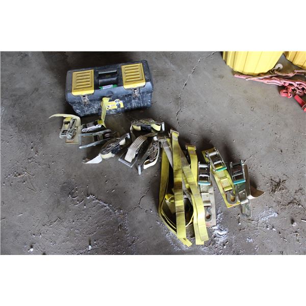Assortment of 2" Ratchet Straps, Tool Box