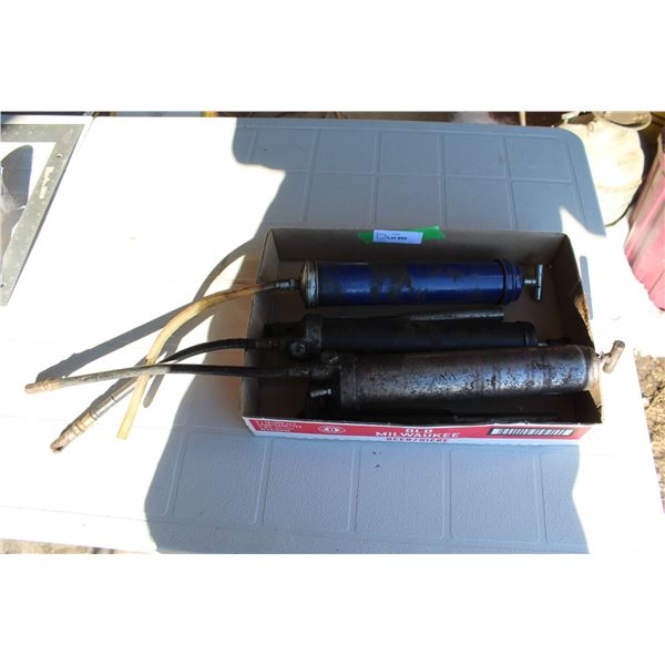 (2) Grease Guns, (1) Suction Pump