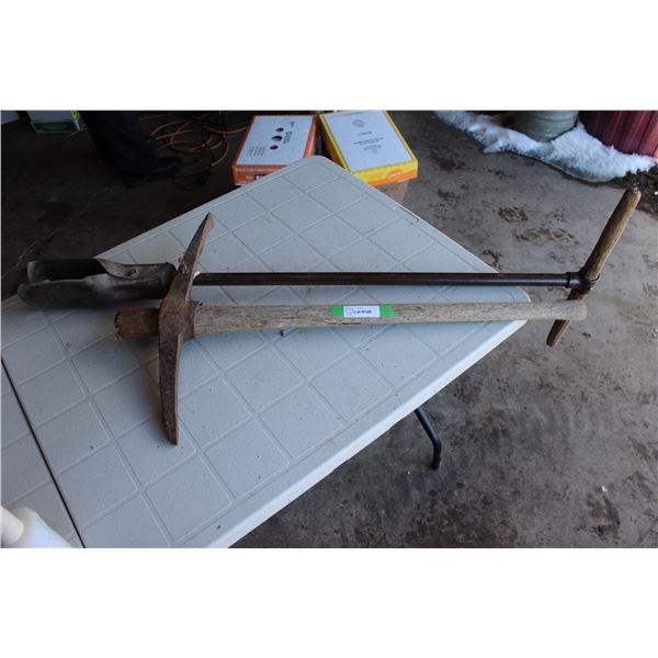 Post Hole Auger, Pick Axe