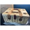Image 2 : Lot of 1 Wicker Picnic Basket Set for 4 w/ Mini Folding Wine Picnic Table, Cooler Bag, Cutlery - NEW