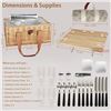 Image 6 : Lot of 1 Wicker Picnic Basket Set for 4 w/ Mini Folding Wine Picnic Table, Cooler Bag, Cutlery - NEW