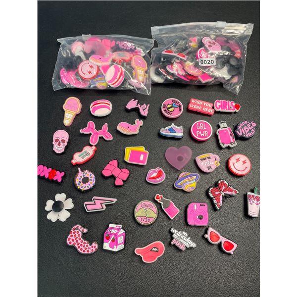 Lot of 3 Multi-Packs of Croc Shoe Charms - Girly/Pink Design - 35PCS Per Pack - New