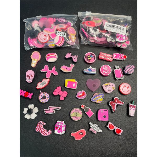 Lot of 3 Multi-Packs of Croc Shoe Charms - Girly/Pink Design - 35PCS Per Pack - New