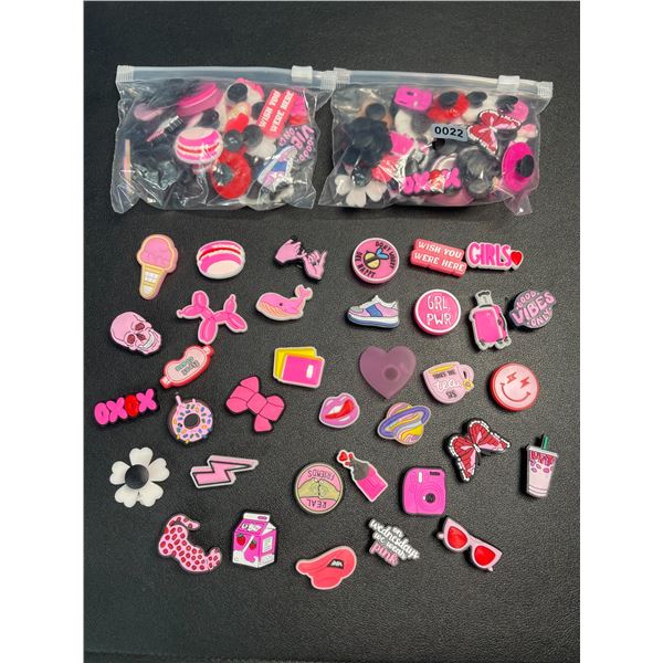 Lot of 3 Multi-Packs of Croc Shoe Charms - Girly/Pink Design - 35PCS Per Pack - New