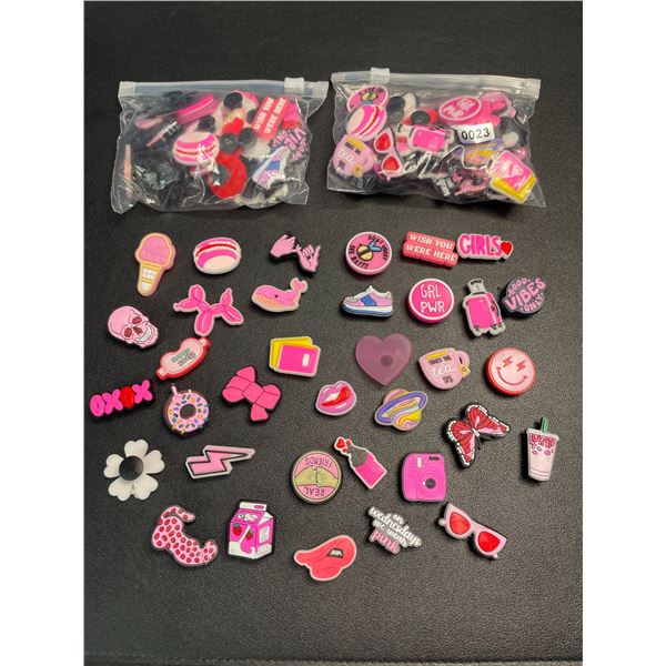 Lot of 3 Multi-Packs of Croc Shoe Charms - Girly/Pink Design - 35PCS Per Pack - New