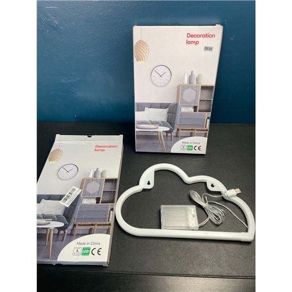 Lot of 2 Cloud LED Neon Wall Lights - Brand New