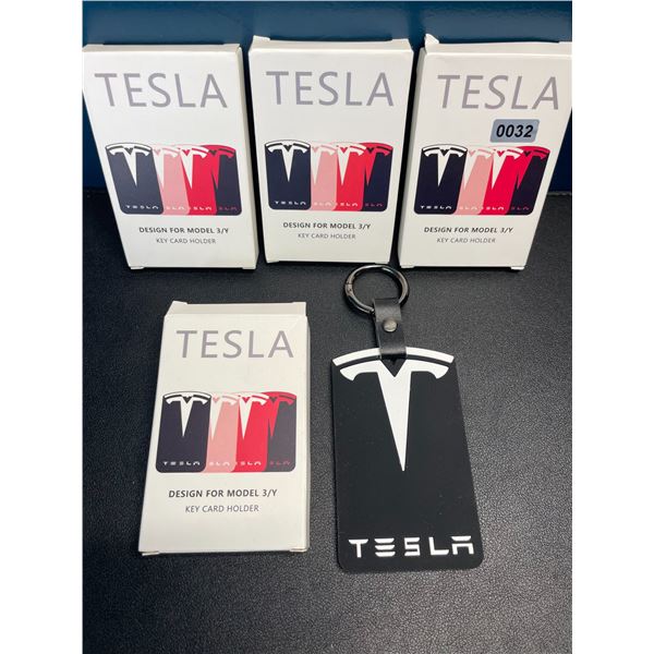Lot of 4 Tesla Key Card Holders/Pouches - Black/White - Brand New