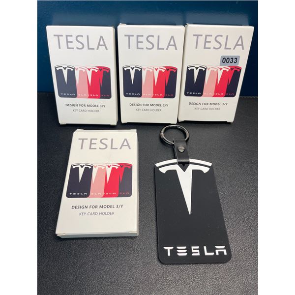 Lot of 4 Tesla Key Card Holders/Pouches - Black/White - Brand New