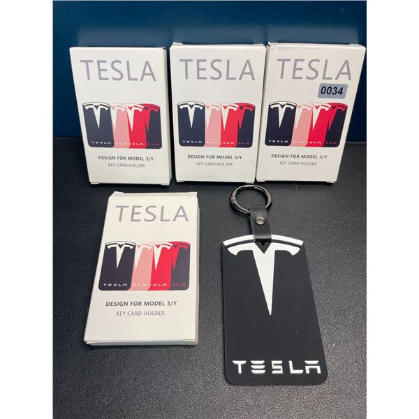 Lot of 4 Tesla Key Card Holders/Pouches - Black/White - Brand New